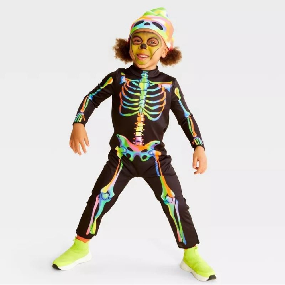 NWT HYDE & EEK! Toddler Blacklight Colorful Skeleton Halloween Costume - 2/3T